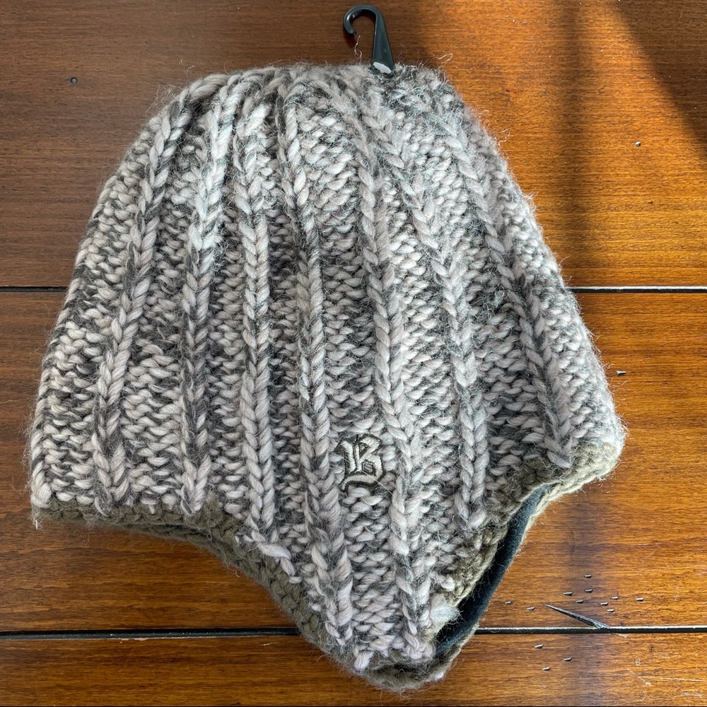 Bula Olive Cable Knit Wool Blend Unisex Fleece Lined Beanie Winter Ear Flaps